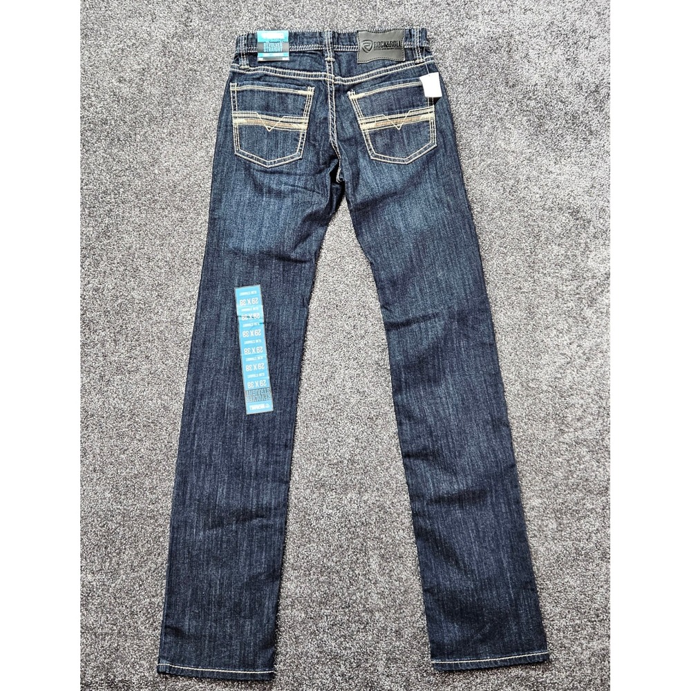 Rock & Roll Denim Revolver Straight Jeans Men's 29x38 Dark Slim Straight Leg NWT